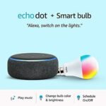 Echo Dot (Black) Combo with Wipro 9W Smart Color Bulb