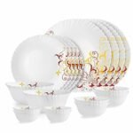 Cello Opalware Dazzle Series Yellow Scroll Dinner Set