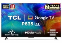 TCL Bezel-Less Series 4K Ultra HD Smart LED Google TV (43 inches)