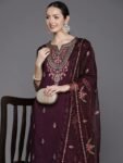 Women Silk Blend Kurta Trouser Dupatta Set